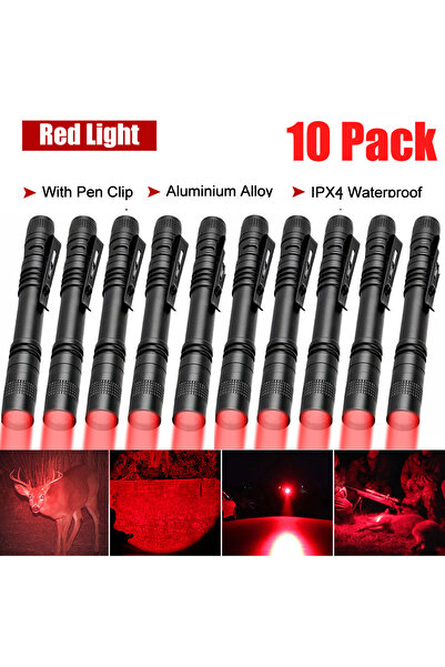 Choice مصباح قلم LED صغير محمول أحمر اللون، 10 قطع، بإضاءة حمراء، وضع إضاءة واحد، مصباح يدوي صغير محمول باليد