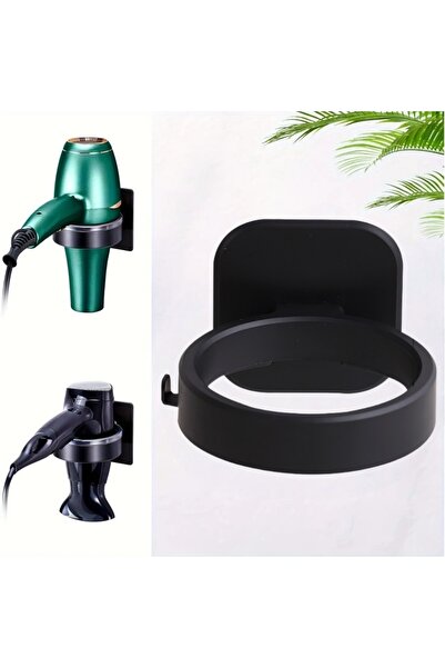 Choice 1pc Wall-mounted hair dryer stand without drill - bathroom organizer with multiple hooks, space-savi