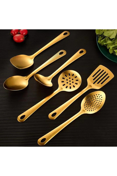 Choice 6-piece set Stainless Steel Kitchen Set Household Ideas Utensil Cooking Spatula Korean Golden Soup S
