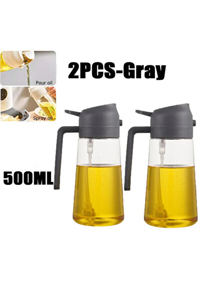 Choice11 2PCS-grey Olive Oil Spray Bottle for Oil Bottle Pouring for Cooking Oil Spices Camping Dispenser wit