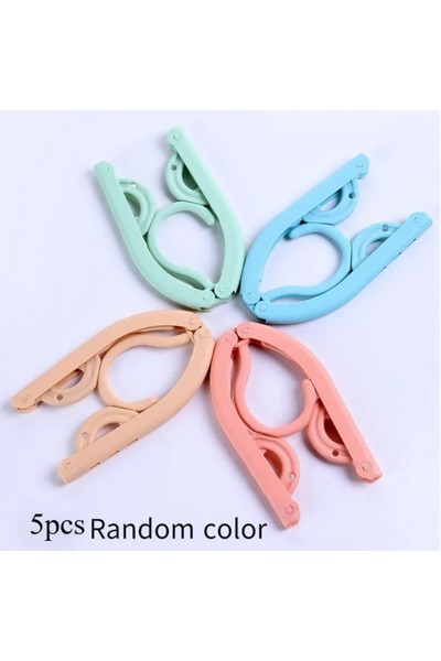 Choice 5 قطع من علاقات الملابس القابلة للطي متعددة الوظائف بألوان عشوائية، رف تجفيف ملابس بلاستيكي محمول للسفر