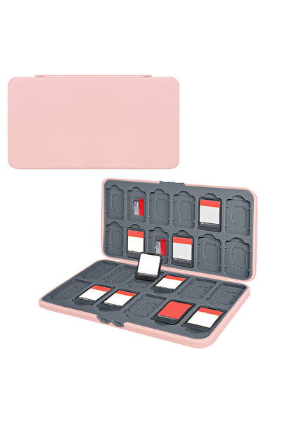 Choice Pink Game Card Box Holder Storage Box, 24 Game Slots and 24 Micro Sd C...