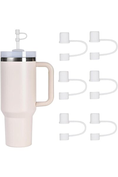 Choice 6 PCs White Various 10mm Straw Cover Cap For Tumbler Reusable Food Grade Silicone Straw Topper Stopp