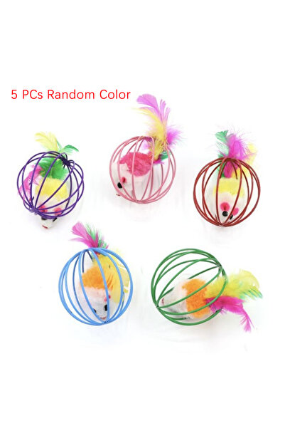 Choice 5pcs 5 PCs Cat Mouse in Cage Toy Interactive Cat Balls Toy Random Colo...