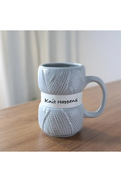 Choice Gray 301-400ml Hot Knit Style Ceramic Coffee Mug, Coffee Cup, Colorful Yarn Ball Mug, Tea Cup Gift,