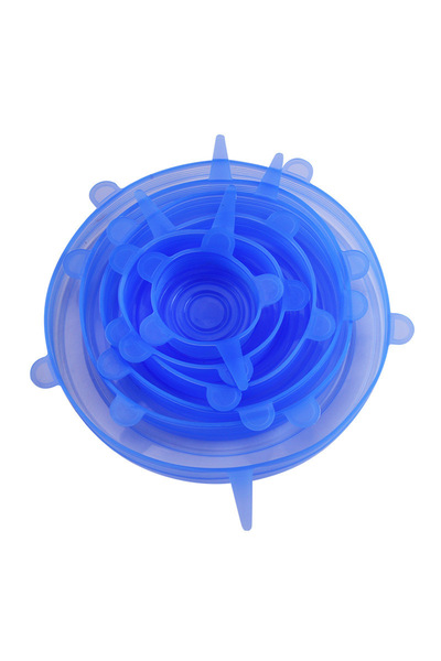 Choice Blue 6pcs Food Grade Silicone Preservation Cover Universal Elastic Reusable Airtight Food Dish Stret