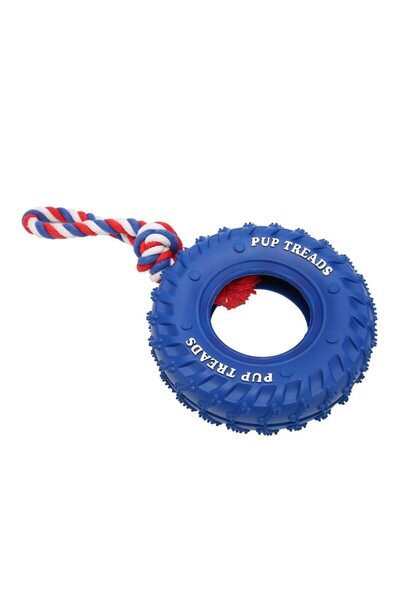 Choice Blue Natural Tire & Organic Cotton Rope Heavy Duty Dog Toy - Large Breed Indestructible Tug of ...