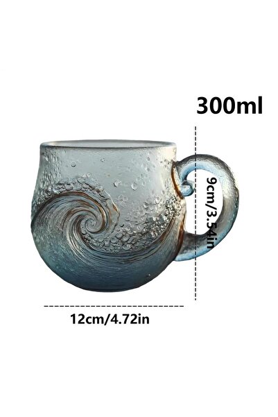 Choice 300ml A 300ml Ocean Waves Glass Mug Hand-blown Glass sea Wave Design Water Bottle Coffee Mugs With H