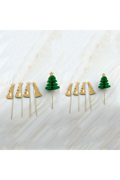 Choice 10pcs 10pcs, Christmas Beehive Cocktail Decoration, Christmas Tree Shaped Bamboo Stick, Cake Fruit S