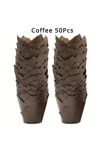 Choice Coffee 50Pcs 50/100PCS Tulip Cake Paper Cups Oven Baked Oil Proof Cake...