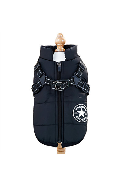 Choice L BLACK Pet Dog Jacket with Harness Ring Winter Warm Vest Dog Clothes ...