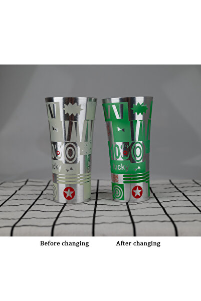 Choice 301-400ml Type D Creative Color Changing Aluminum Cup Anti-fall Aluminum Beer Cup Metal Cola Cold Dr