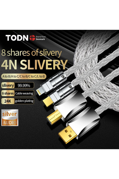 Choice <=0.5m C-B TODN HiFi Lightning to Type B USB Cable Hi-end Pure Silver OTG Type A to Type B, A-C,C-B,