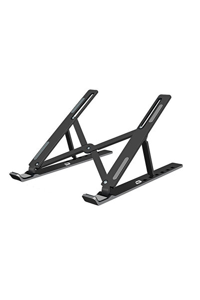 Choice Black Adjustable Laptop Stand Universal Notebook Support for Macbook; Foldable Non-Slip Cooling Base