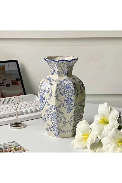 Choice WHITE 1PCS Hand-Painted Blue and White Porcelain Vase Elegant Home Dec...
