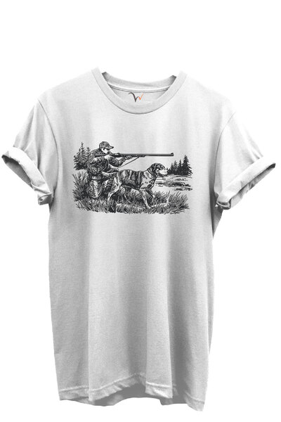 WİDİ Desen cu câine de vânătoare și câine de vânătoare cu imprimeu bumbac 100...