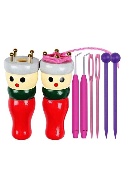 Choice 1 Set Wooden Spool Knitting Doll Set French Homemade Rope Tie Spool Knitting Doll Tool Knitting Tool
