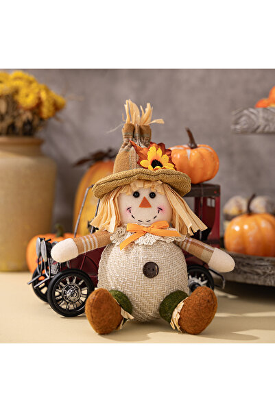 Choice دمية فزاعة عيد الشكر، ديكور موسم حصاد الخريف، زينة قطيفة للخريف، زينة ...