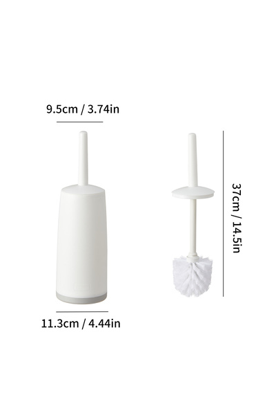 WORTHBUY White Splash Proof Handle Toilet Brush With Base Soft Bristle Plasti...
