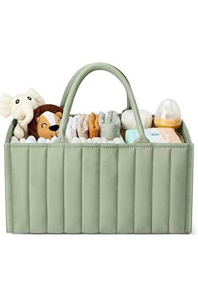 Arabest Baby Diaper Caddy Organizer,for Newborn Essentials, Multi-Pocket Design, Portable Handle (Green)