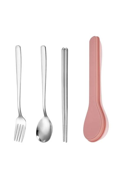 Choice طقم أدوات مائدة وردي مع علبة تخزين، على الطراز الكوري، طقم أدوات مائدة...