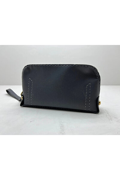 MeGass Dekor Leather Fabric Smoked Color 17X10 cm Jewelry-Makeup Zipper Bag