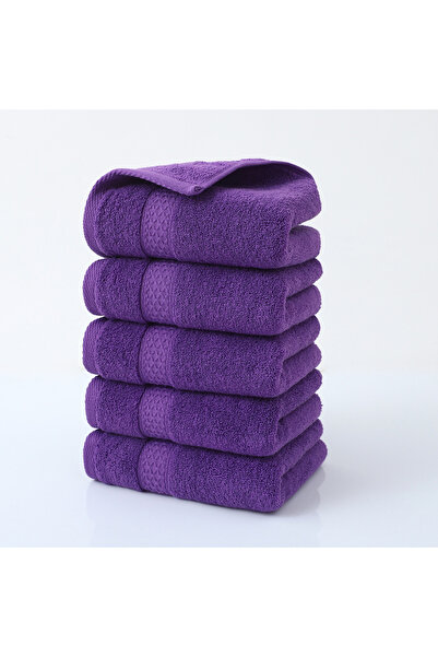 Choice 34X75Cm Purple 5-Pack Cotton Towel Set, Soft, Water-Absorbent, Skin-Friendly and Durable, Available