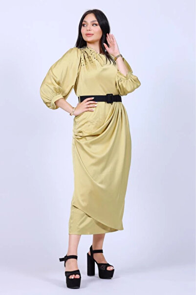 TREASUREISLAND Soft midi dress with crystal embellishments on the shoulder