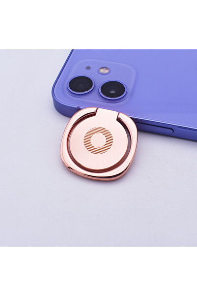 Choice حامل هاتف فاخر على شكل حلقة معدنية مطلية باللون الذهبي الوردي، مناسب ل...