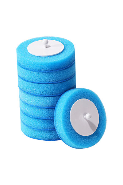 MOJOYCE 8pcs brush head Long Handle Toilet Brush with 8PCS Disposable Replacement Head Cleaning Kit For Wall