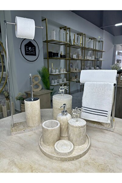 ege gross Traverten Mermer Banyo Seti- 9 Parça -Mermer Banyo Seti
