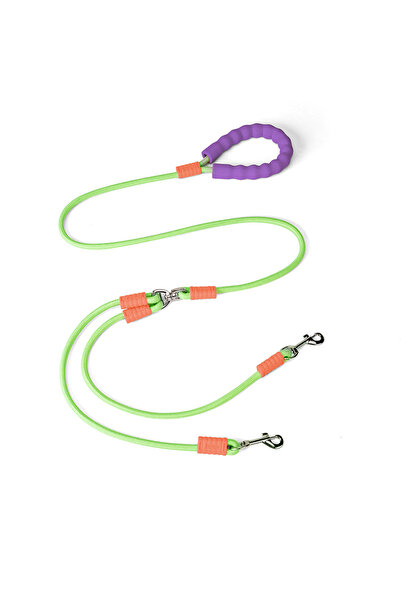 Choice green 1.5m Pet Double Leash 2 Way Couplers Dog Leash Rope Elastic Exte...