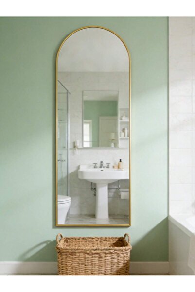 Tiokkss 65x24 Gold Arched Full Length Mirror with Stand for Bathroom Vanity B...