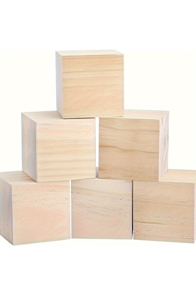 Choice 5cm 5-6cm 4pcs 4Unfinished Wooden Cubes DIY Craft Natural Pine Wood Multi Purpose Decor