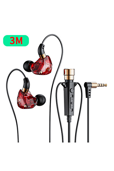 Choice 3 meters Red Karaoke HiFi Wired Headphones With Mic Singing Living Headset 3.5mm AUX Heavy Bass Noic