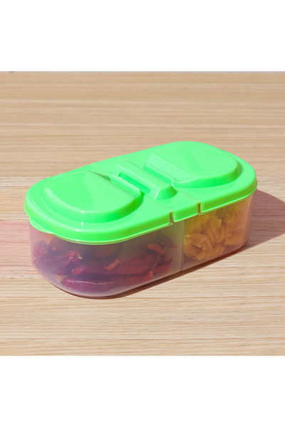 Choice علبة تخزين طعام خضراء مزدوجة الأقسام، بلاستيكية محكمة الإغلاق، سهلة ال...