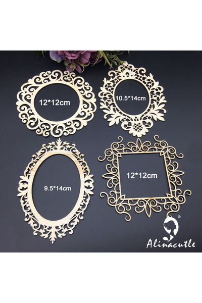 Choice1 مجموعة إطارات خشبية مزينة بحواف دانتيل من A1 إلى 4 قطع، مصنوعة من رقا...