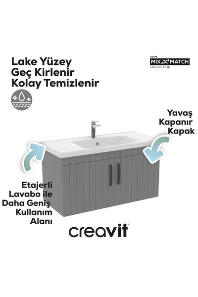 Creavit D10 100cm.KPK.Lav.Dlp.ML.GRI.LK.GRI