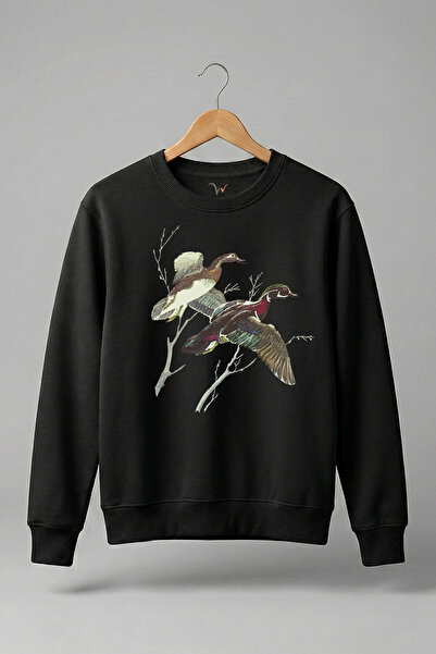 WİDİ Flying Wild Ducks Illustration cu imprimeu bumbac 100% Regular Fit guler...