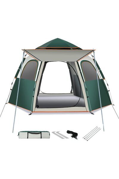 Generic 2-4/5-8 Persons Camping Tent, Easy Setup Automatic Camp Tent with Porch, Portable Instant T