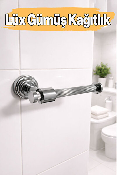 Badem10 Otvoreni držač papira, srebrni hromirani, zidni, za kupatilo i toalet...