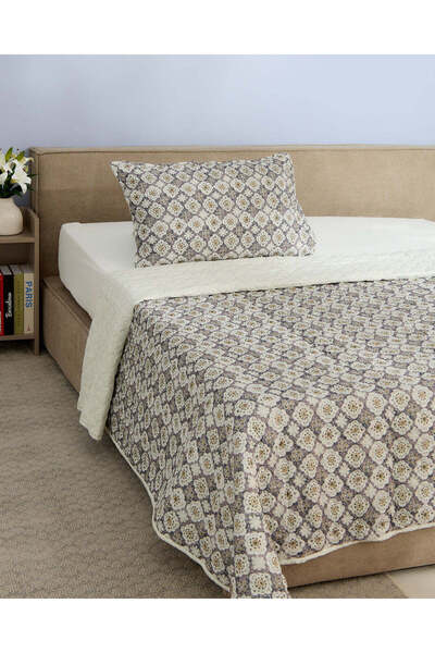 REDTAG Grey 2 Piece Geometric Printed Quilt (Single Size)