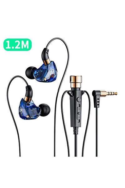 Choice 1.2 meters Blue Karaoke HiFi Wired Headphones With Mic Singing Living Headset 3.5mm AUX Heavy Bass