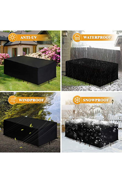 Choice black Garden Furniture Cover, 210D Oxford Cloth Protective Cover Is Suitable for Courtyard Table and