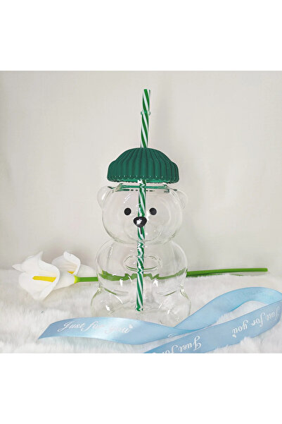 Choice a-1pcs large capacity Cute Bear Glass Cup 20oz 2026 New Christmas Gift Durable Convenient for Coffee