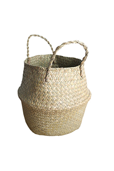 Choice 32x28cm Woven Storage Basket Natural Seagrass Handmade Folding Clthoes Laundry Basket Straw Wicker R