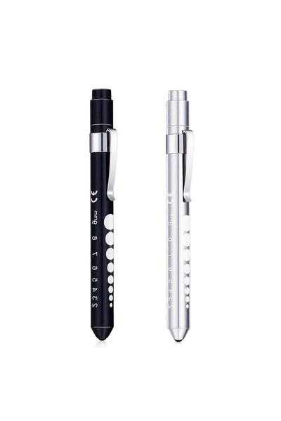 Choice Black and silver 2 Pcs，LED Pen Lights for Nurses Reusable Student Doctor Daily Use Portable Flashlig