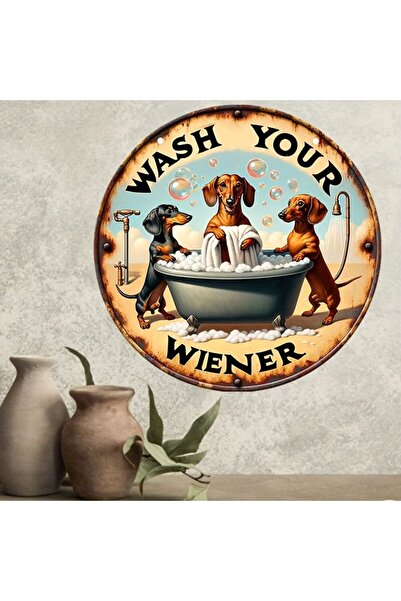 Choice WHITE 1pc, "Wash Your Wiener" Dachshund Wooden Round Listing, Classic ...