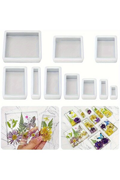 Choice 1set 10 sizes of epoxy resin moulds silicone kits, square rectangular silicone moulds resin, soap, c