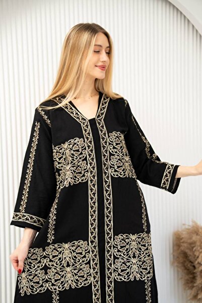 AFandina جلابية كتان مميزة لتصميم صيفي عصري SM -12